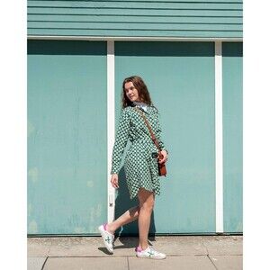 Voyageur By Mersea Aphrodite Long Sleeve Shirt Dress Printed Buttondown L 279935
